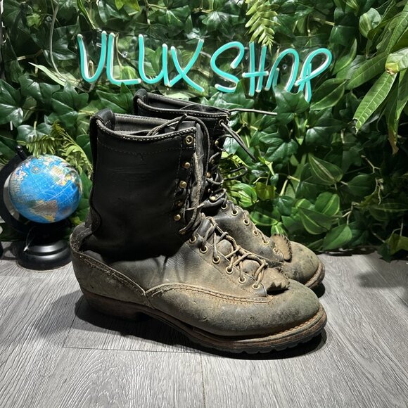 Vintage Wesco Logger Boots Men’s Size 10.5 E Black - Picture 1 of 11